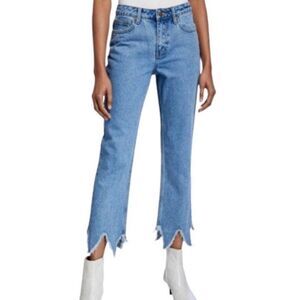 NWT Anthropologie Evidnt Women's Essen Relaxed Fit Raw Hem Blue Jeans Size 28